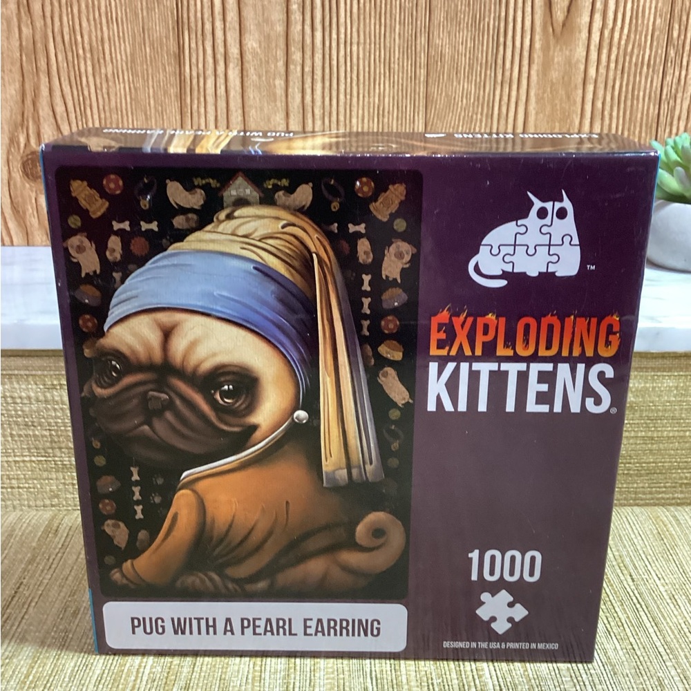 Exploding Kittens Pug with a Pearl Earring Puzzle - 1000 Pieces